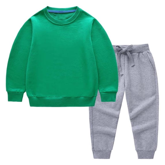 xaoyunyn Girls 2 Piece Outfits Fall Basic Solid Color Crewneck Pullover Top Casual Jogger Sweatpant Set 12M-11Years