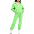 thumbnail image 1 of xaoyunyn Girls 2 Piece Outfits Tracksuits Casual Comfy Zip Up Sweatshirt with Hood Long Jogger Pants Set 5-13 Years, 1 of 5