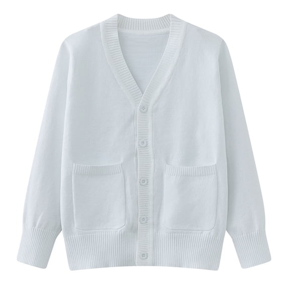 xaoyunyn Girls Cardigan Sweater Fall Fashion V Neck Long Sleeve Button Down Open Front Knit Coats with Pockets 3-15 Years