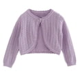 thumbnail image 1 of xaoyunyn Girls Cardigan Sweater Solid Color Hollow Out Long Sleeve Button Cropped Knitted Outerwear 1-13 Years, 1 of 6