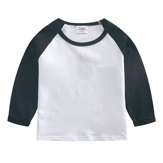 xaoyunyn Girls Color Block Tops Casual Loose Crewneck Long Sleeve Patchwork Basic Tees 2-12 Years
