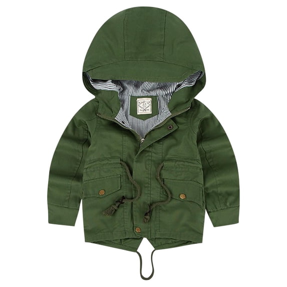 xaoyunyn Girls Fall Winter Jacket Casual Striped Lined Zipper Hooded Coats with Adjustable Drawstring 3-10 Years