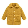 thumbnail image 1 of xaoyunyn Girls Fleece Jacket Winter Thick Warm Solid Color Button Down Lapel Outerwear with Pockets 2-9 Years, 1 of 4