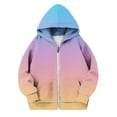 thumbnail image 1 of xaoyunyn Girls Hooded Jacket Casual Loose Gradient Color Zipper Sweatshirts Fall Winter Fashion Outerwear with Pockets 4-12 Years, 1 of 5