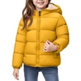 thumbnail image 1 of xaoyunyn Girls Hooded Puffer Jacket Winter Warm Fleece Lined Zipper Coats Trendy Solid Color Outerwear 3-8 Years, 1 of 4