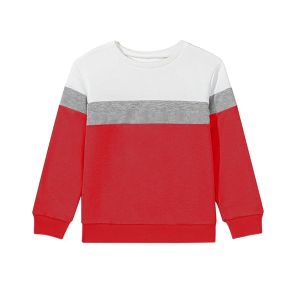 xaoyunyn Girls Patchwork Sweatshirts Fall Casual Long Sleeve Crewneck Color Block Pullover 1-15 Years