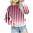thumbnail image 1 of xaoyunyn Girls Round Neck Striped Pullover Casual Fashion Long Sleeve Gradient Color Sweatshirt 1-12 Years, 1 of 4