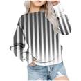 thumbnail image 1 of xaoyunyn Girls Round Neck Striped Pullover Casual Fashion Long Sleeve Gradient Color Sweatshirt 1-12 Years, 1 of 4