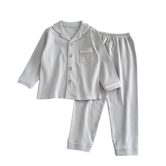 xaoyunyn Girls Sleepwear 2 Piece Outfits Long Sleeve V Neck Lapel Button Down Top Casual Pant Sets 1-16 Years