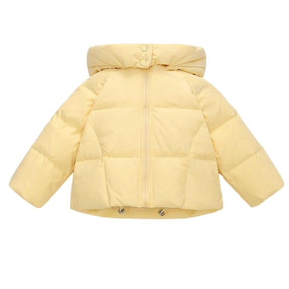 xaoyunyn Girls Stand Up Collar Jacket Winter Warm Lightweight Puffer Hooded Coat Solid Color Zipper Outerwear 2-10 Years