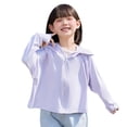 thumbnail image 1 of xaoyunyn Girls Sunscreen Summer Thin Lightweight Sunproof Coats Casual Breathable Zipper Long Sleeve Hooded Sun Shirts 5-14 Years, 1 of 5