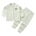 thumbnail image 1 of xaoyunyn Homewear Outfits for Girls Casual Lightweight Button Down Patchwork Tops Striped Long Pant Sets 0-3 Years, 1 of 3