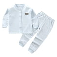 thumbnail image 1 of xaoyunyn Homewear Outfits for Girls Casual Lightweight Button Down Patchwork Tops Striped Long Pant Sets 0-3 Years, 1 of 6