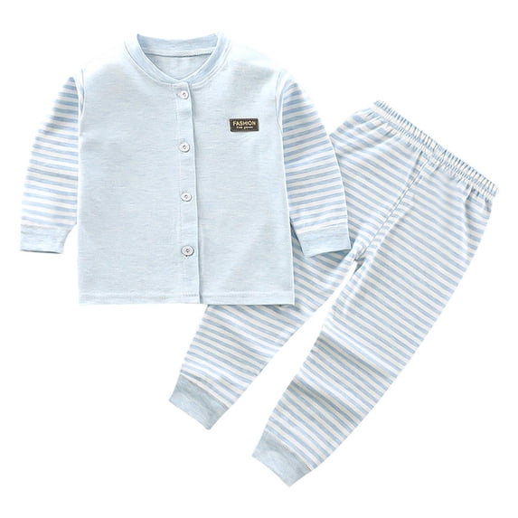 xaoyunyn Homewear Outfits for Girls Casual Lightweight Button Down Patchwork Tops Striped Long Pant Sets 0-3 Years
