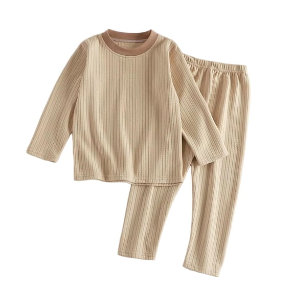 xaoyunyn Homewear Outfits for Girls Casual Warm Solid Color Round Neck Long Sleeve Top and Pants Set 6M-12 Years