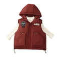 thumbnail image 1 of xaoyunyn Hooded Puffer Vest for Kids Winter Fashion Warm Sleeveless Coat with Zipper Pockets Casual Loose Jacket 3-12 Years, 1 of 6