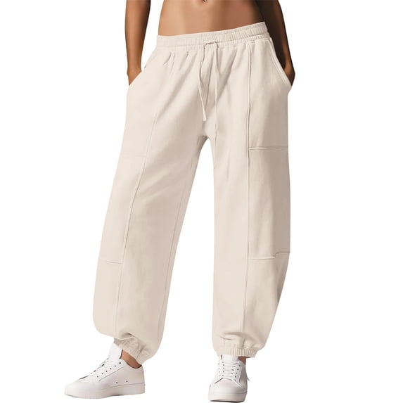 xaoyunyn Jogger Pants for Womens Baggy Drawstring Elastic Waisted Sweatpants with Pockets Cinch Bottom Casual Trousers