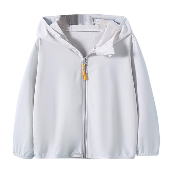 xaoyunyn Kids Athletic Sun Protection Jacket Casual Loose Lightweight Zipper Hooded Sunscreen Coats 5-11 Years