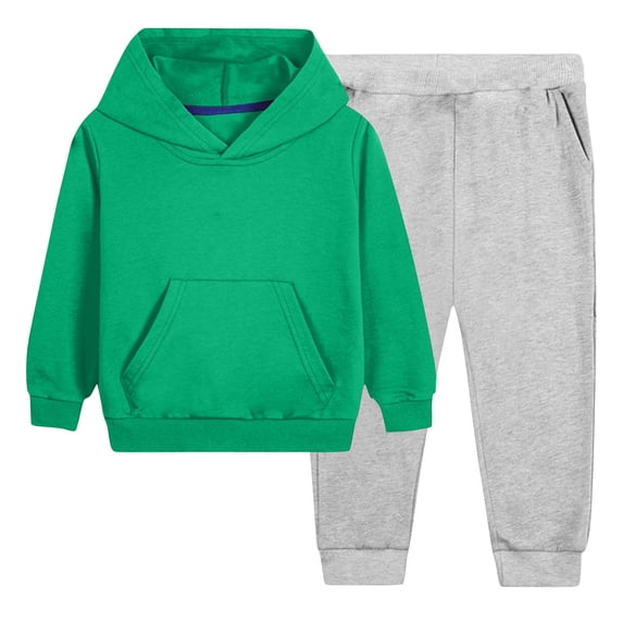 xaoyunyn Kids Athletic Sweatsuit Long Sleeve Solid Color Hooded Sweatshirt Joggers Pant Sets 2-12 Years