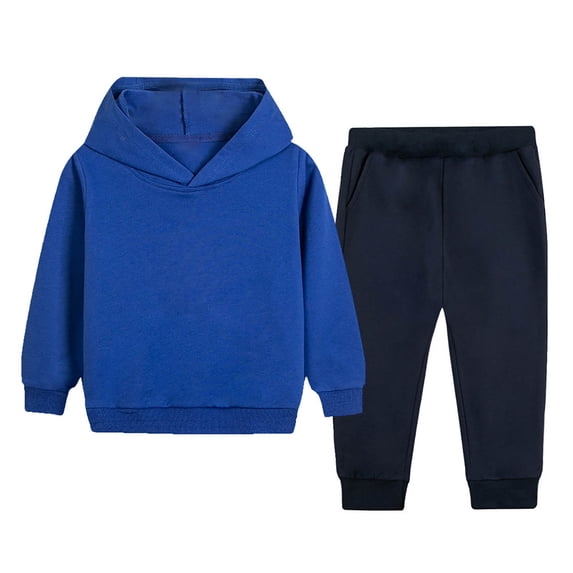 xaoyunyn Kids Athletic Sweatsuit Long Sleeve Solid Color Hooded Sweatshirt Joggers Pant Sets 2-12 Years
