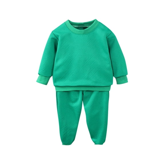 xaoyunyn Kids Pant Set Fall Soft Solid Color Long Sleeve Crewneck Sweatshirt 2 Piece Casual Outfits 2-11 Years