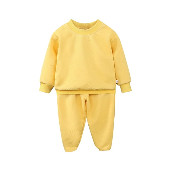 xaoyunyn Kids Pant Set Fall Soft Solid Color Long Sleeve Crewneck Sweatshirt 2 Piece Casual Outfits 2-11 Years