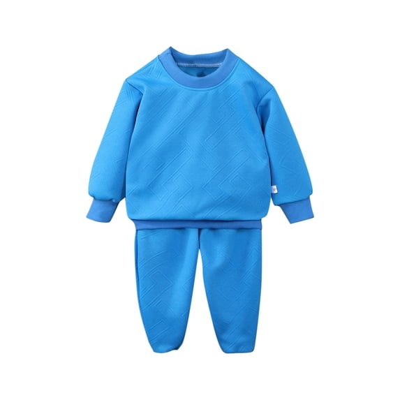 xaoyunyn Kids Pant Set Fall Soft Solid Color Long Sleeve Crewneck Sweatshirt 2 Piece Casual Outfits 2-11 Years