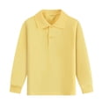 thumbnail image 1 of xaoyunyn Kids Uniform Shirts Spring Fall Casual Soft Solid Color Lapel Long Sleeve Sports T-Shirts 2-15 Years, 1 of 3