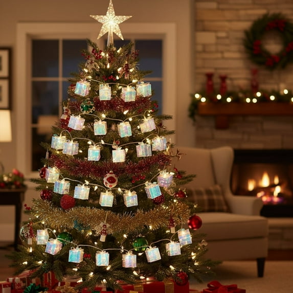 xaoyunyn LED Decorative Gift Box String Lights Suit for Creating a Festive Atmosphere at Christmas Home Parties and Events Indoors and Outdoors 10 Lights Set