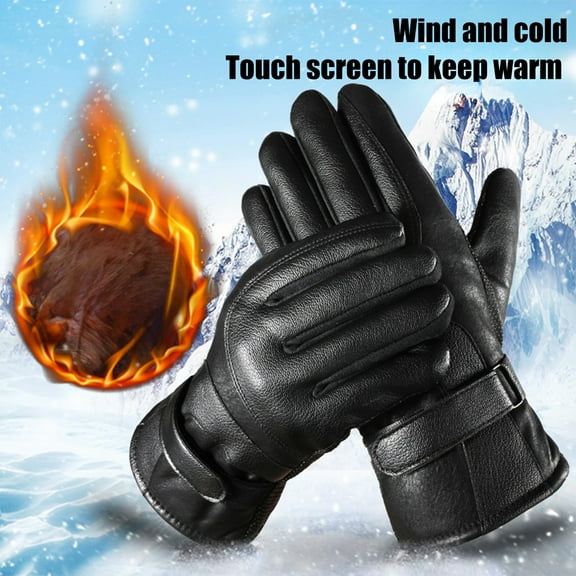 xaoyunyn Leather Gloves for Man and Women,Winter Driving Warm Thermal Wrist Gloves,Outdoor Riding Warm Linner Waterproof Gloves for Cold Weather