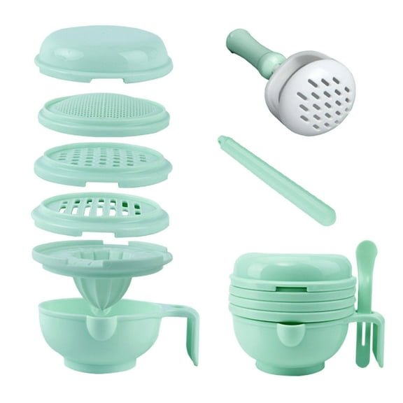 xaoyunyn Manual Baby Food Processor Set Safe Plastic,Easy to Clean 9 Piece Tool Set for Grinding,Pureeing Storing Various Foods for Infant Nutrition