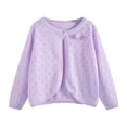 thumbnail image 1 of xaoyunyn Open Front Cardigan for Girls Fall Lightweight Hollow Out Solid Color Button Long Sleeve Knitted Outerwear 4-16 Years, 1 of 3