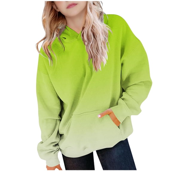 xaoyunyn Oversized Casual Sweatshirt for Girls Long Sleeve Gradient Color Fashion Hooded Pullover 4-14 Years