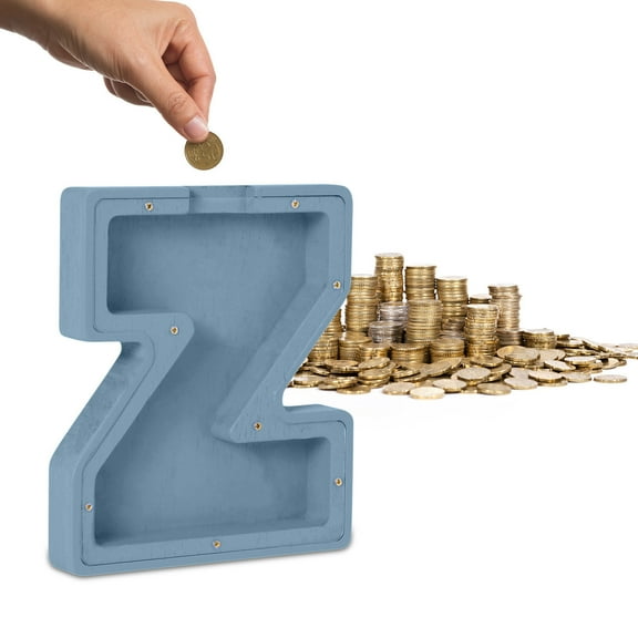 xaoyunyn Personalized Wooden Money Bank for with Transparent Savings Panel-Educational Coin Box & Home Decor Gift,Letter Z