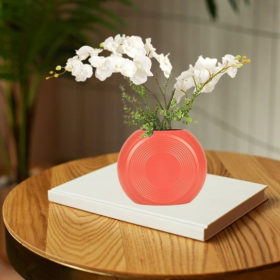 xaoyunyn Plastic Vase Big Belly Flower Arrangement Container Ornament Dry and Wet Flower Vase Flowerpot,Orange