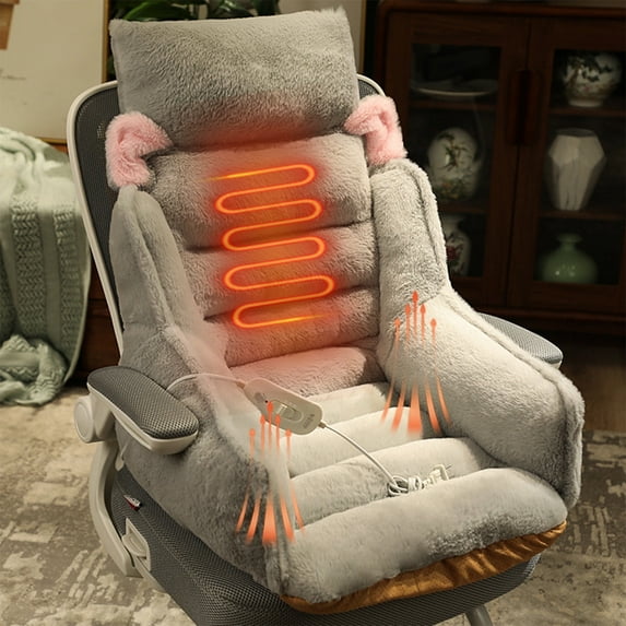 xaoyunyn Plug in Heated Office Chair Cushion with Fast Heating and Headrest for Neck Support and Stability Made from Stable and Easy to Clean Polyester Fabric Suit for Home or Car Use