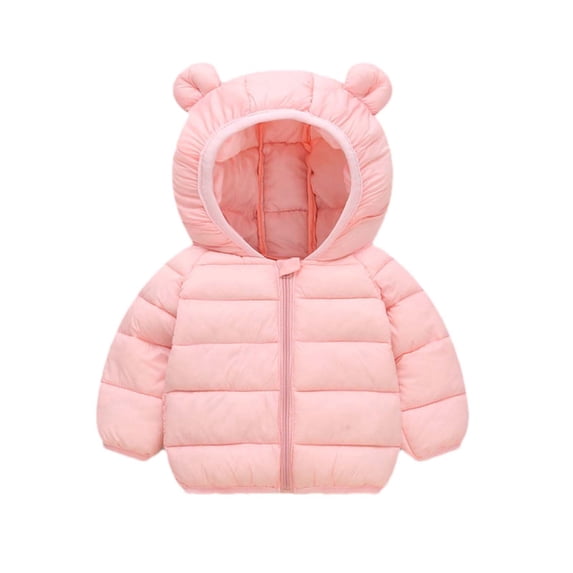 xaoyunyn Puffer Hooded Jacket for Kids Winter Light Padded Coats Casual Cute Zip Up Down Outerwear 1-7 Years