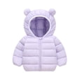 thumbnail image 1 of xaoyunyn Puffer Hooded Jacket for Kids Winter Light Padded Coats Casual Cute Zip Up Down Outerwear 1-7 Years, 1 of 3