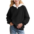 thumbnail image 1 of xaoyunyn Pullover for Girls Casual Loose Long Sleeve Spring Fall Color Block Hooded Sweatshirts 2-15 Years, 1 of 6