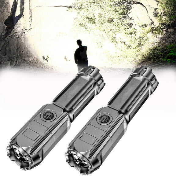 xaoyunyn Rechargeable 900000 Lumens LED Flashlight Waterproof with Adjustable Focus and Three Modes for Emergency,Outdoor Everyday Use 2 Pack