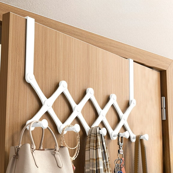 xaoyunyn Retractable Adjustable Hanging Rack with Sturdy Steel Hooks for Clothes Storage and Organization Behind Doors,Easy Installation and Space Saving Solution for Home and Bathroom