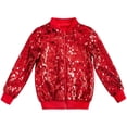 thumbnail image 1 of xaoyunyn Sequin Jacket for Girls Lightweight Zipper Long SleeveCoat Casual Fashion Outerwear 2-12 Years, 1 of 3