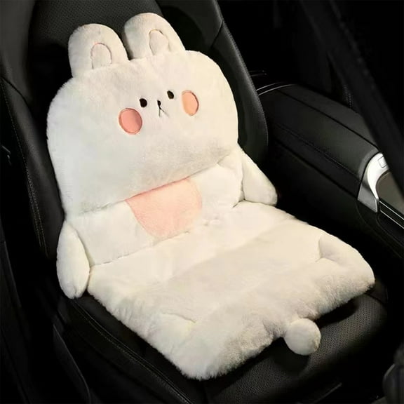 xaoyunyn Soft Flannel Winter Car Seat Cushion with Cute Pattern,Full Support Integrated Design,Easy to Install and Clean,Suits Sedan SUV Truck,80x47cm,White