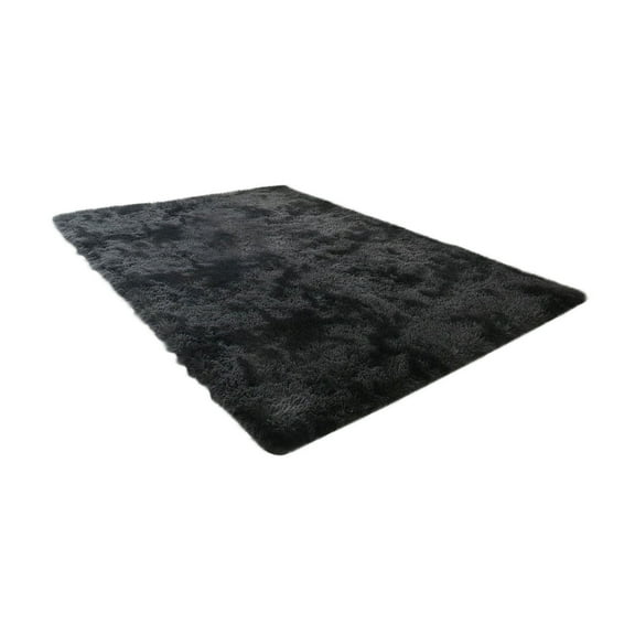 xaoyunyn Soft Velvet Tie Silk Wool Rug-62x31in Living Room Coffee Table Mat,Bedroom Bedside Blanket,Non-Slip Home Floor CarPet,Black