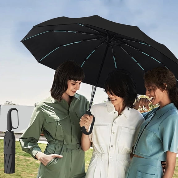 xaoyunyn Sturdy Windproof Automatic Folding Umbrella with Large Ring Buckle and Sun Protection Coating,Suit for Travel and Backpack Attachment