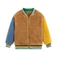 thumbnail image 1 of xaoyunyn Toddler Kids Corduroy Coats Fall Winter Warm Color Block Zipper Fleece Jacket Casual Sports Outerwear 6M-4 Years, 1 of 4