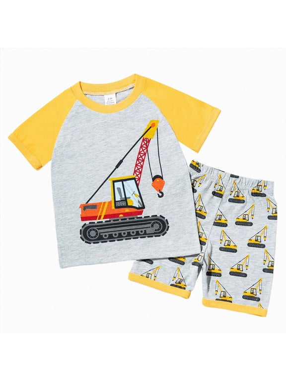 Baby Boy Easter Outfits 6 12 18 24 Months 2T 3T 4T Toddler Boys Summer Clothes Short Sleeve Truck T-Shirt + Shorts 2Pcs Set