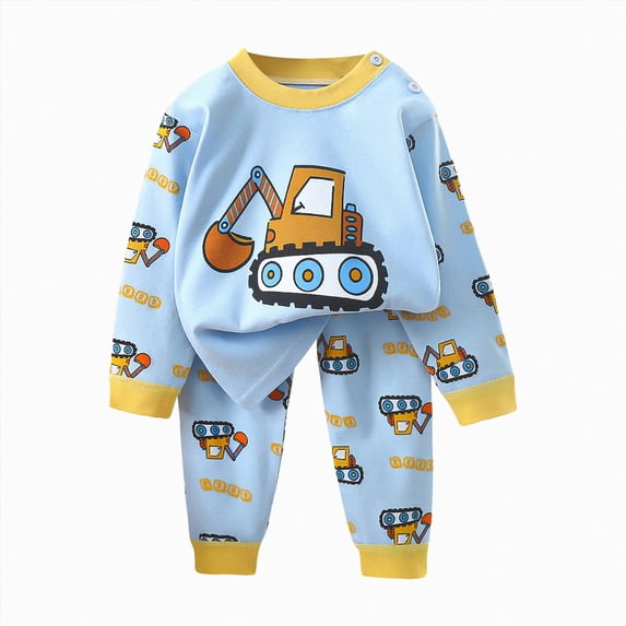 xaweyi Cute Cartoon Print Long Sleeve Sleepers Breathable Comfortable Two Piece Loungewear for Toddler Boys Girls Fall Winter Size 5-6 Years