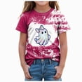 thumbnail image 1 of xaweyi Cute Halloween Shirt for Girls Ghost with Bow Graphic Short Sleeve Crew Neck Top,Sizes 7-8 Years, 1 of 4