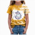 thumbnail image 1 of xaweyi Cute Halloween Shirt for Girls Ghost with Bow Graphic Short Sleeve Crew Neck Top,Sizes 9-10 Years, 1 of 4